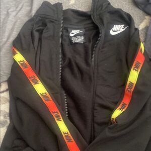 Nike Black Jacket with Multicolor Stripes